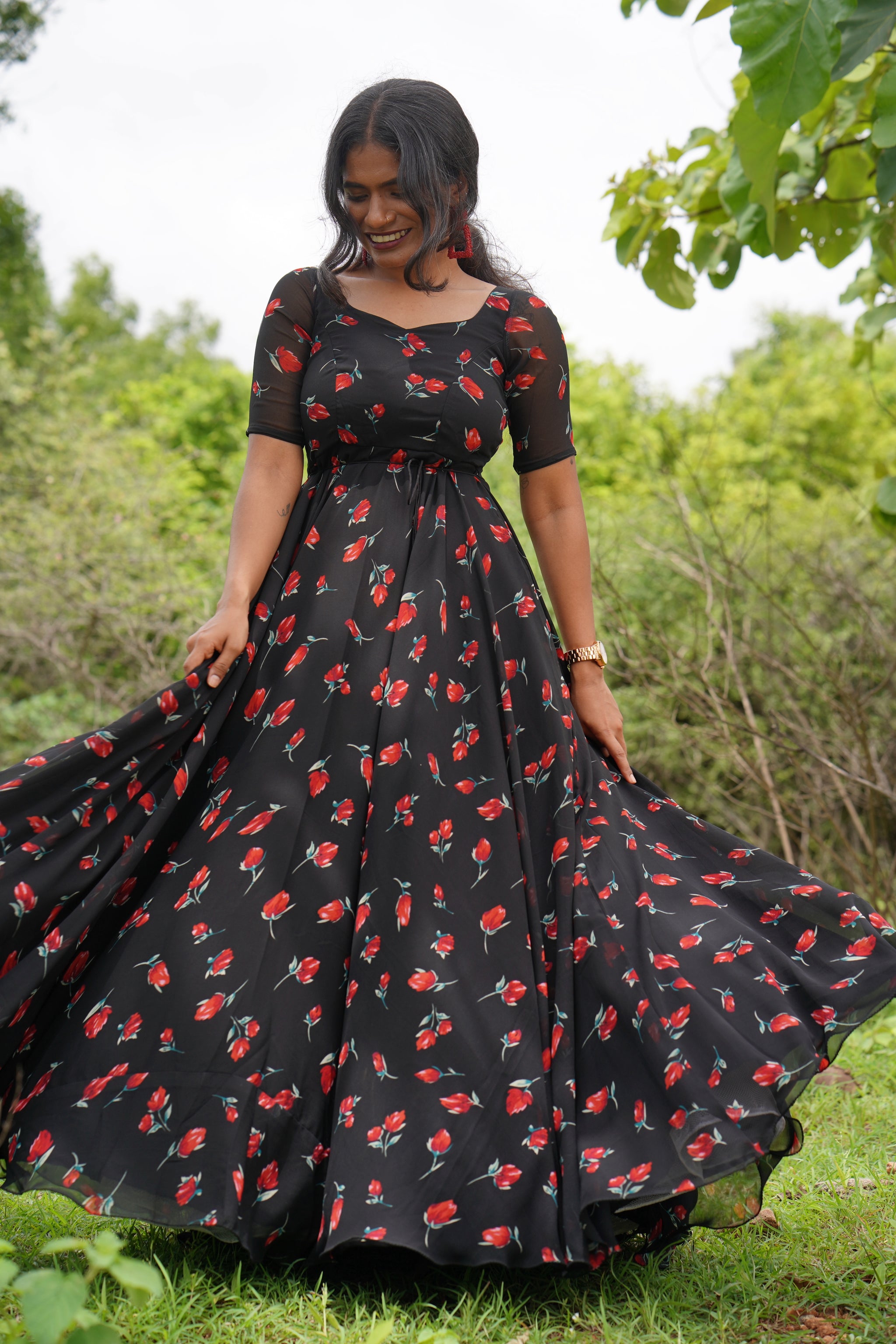 Red Roses Long frock