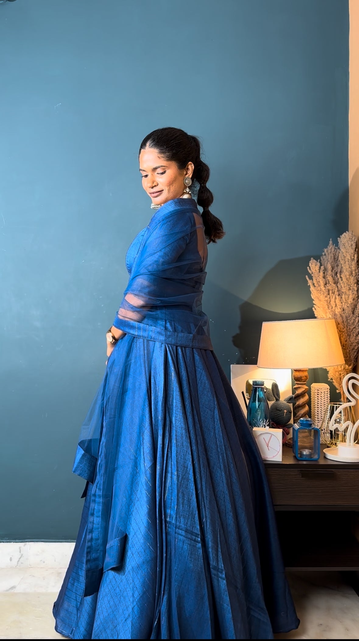 Blue Hibiscus 3 Piece Lehenga Set