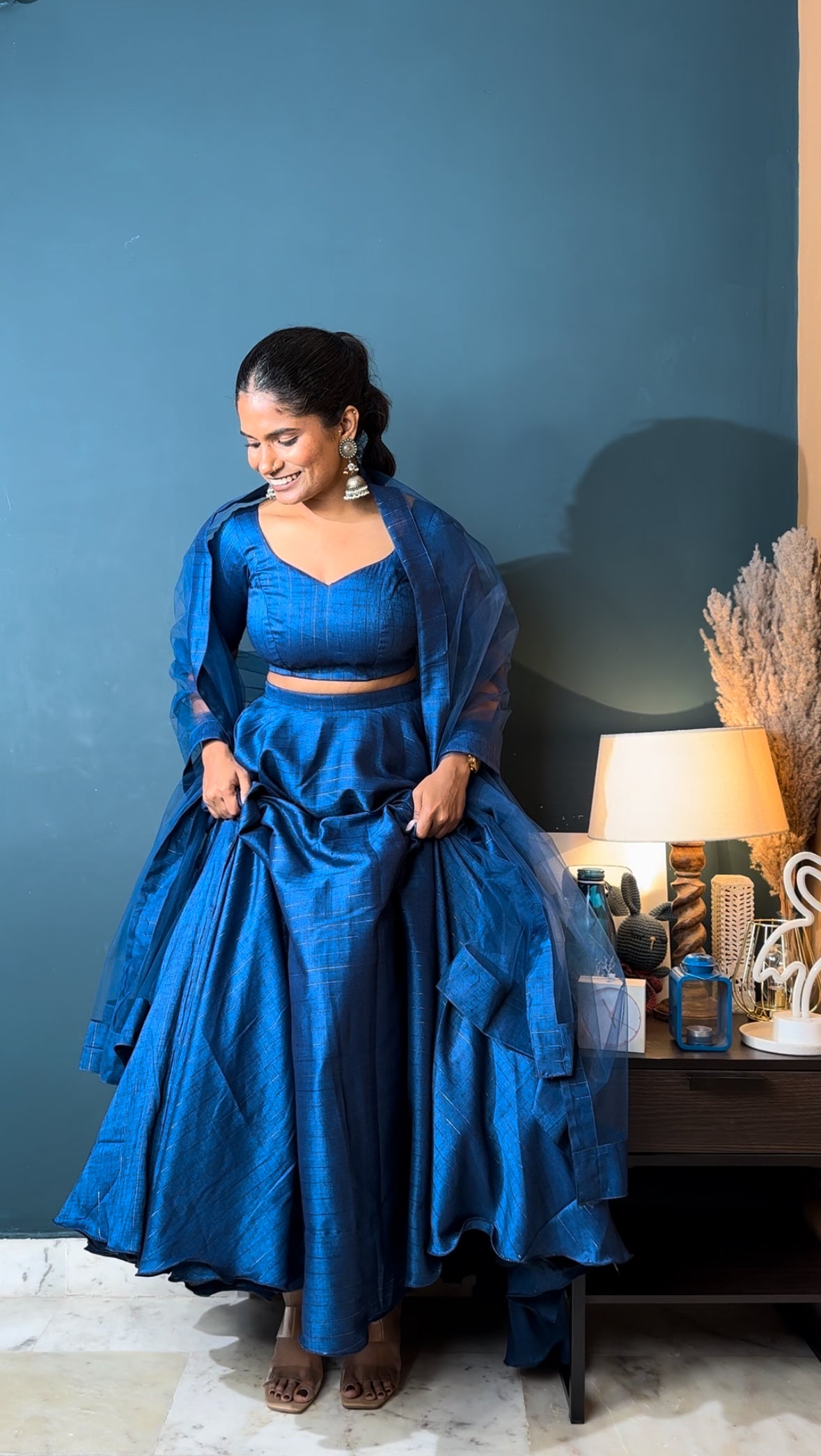 Blue Hibiscus 3 Piece Lehenga Set