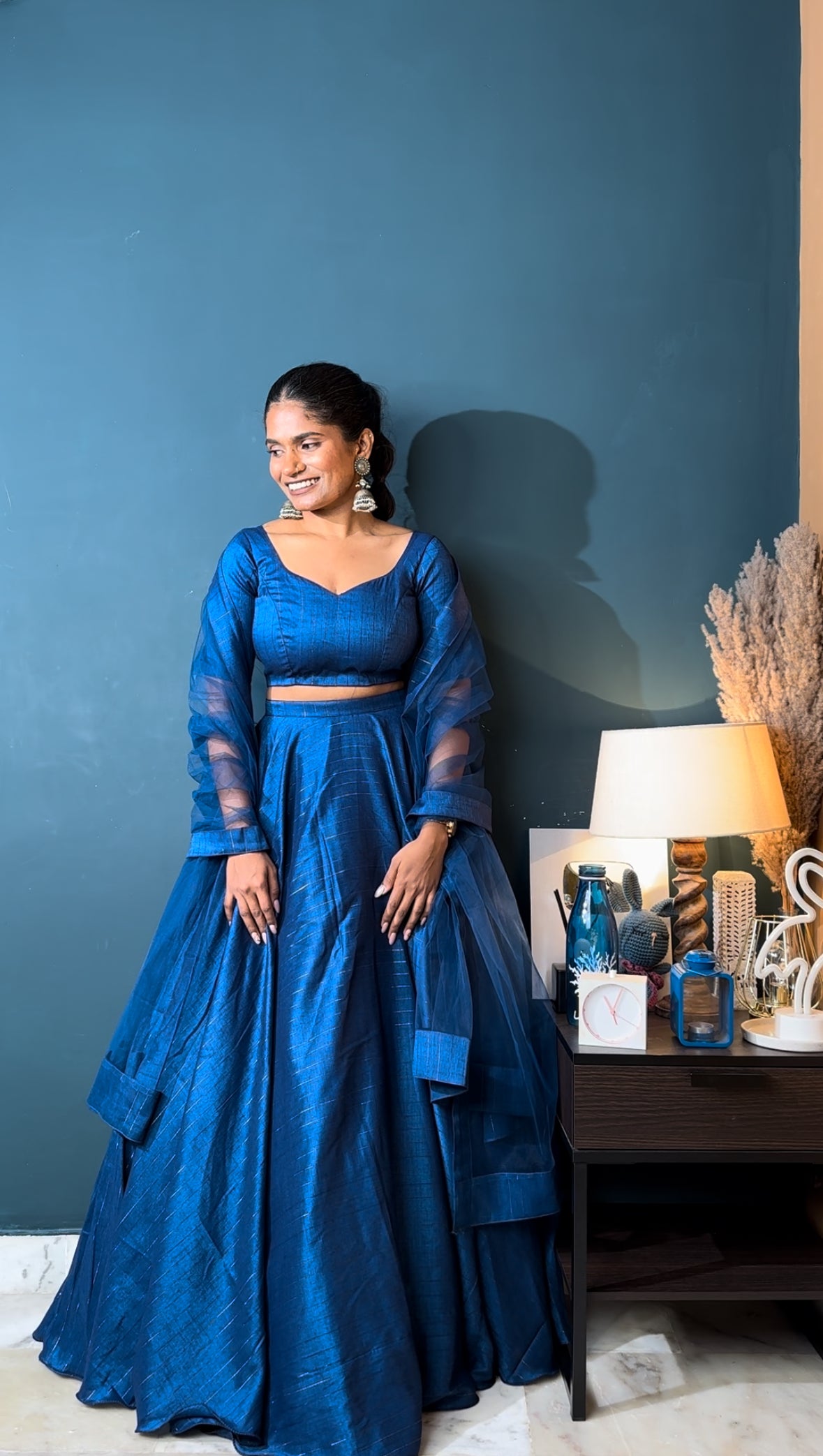 Blue Hibiscus 3 Piece Lehenga Set
