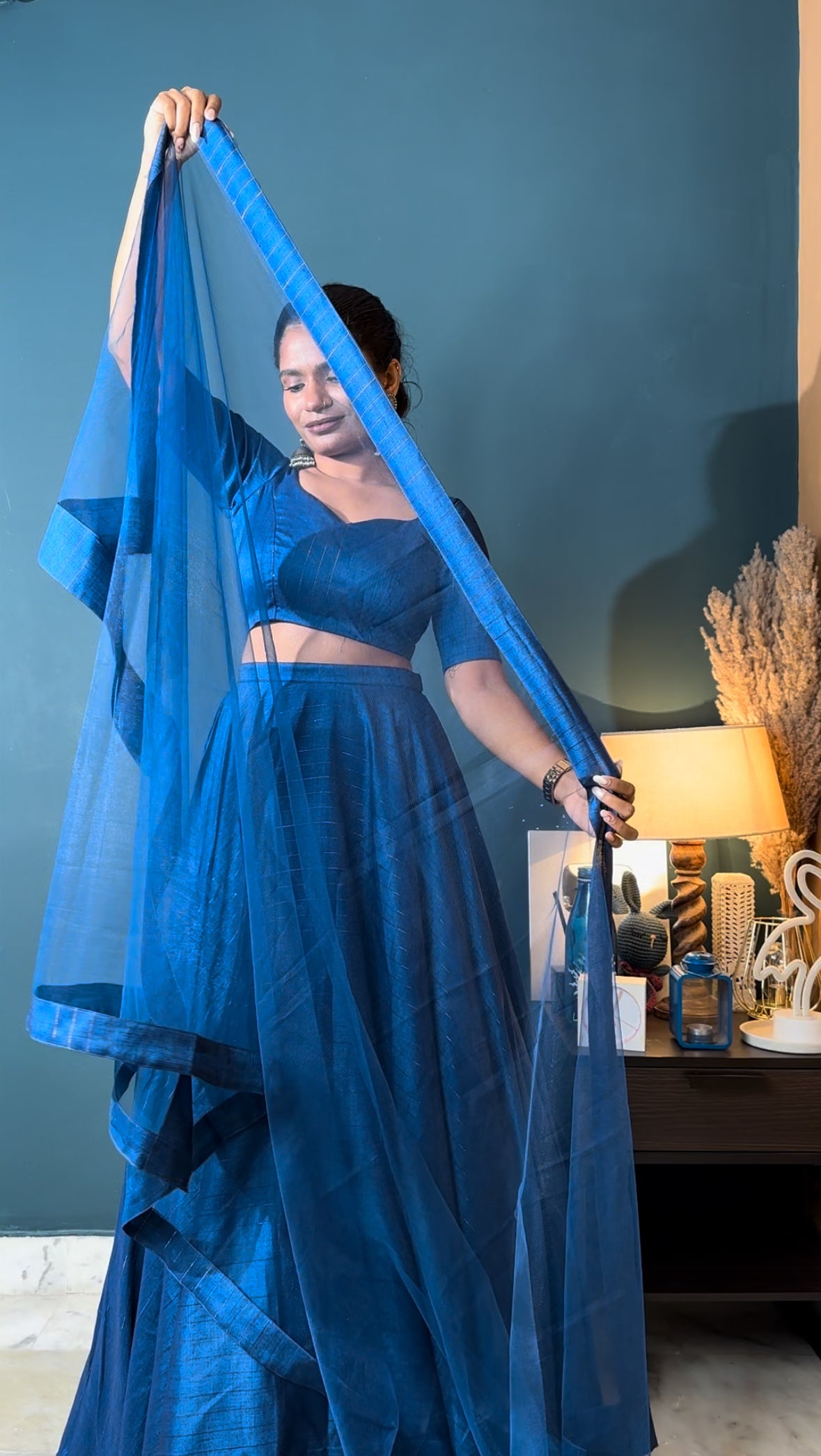 Blue Hibiscus 3 Piece Lehenga Set