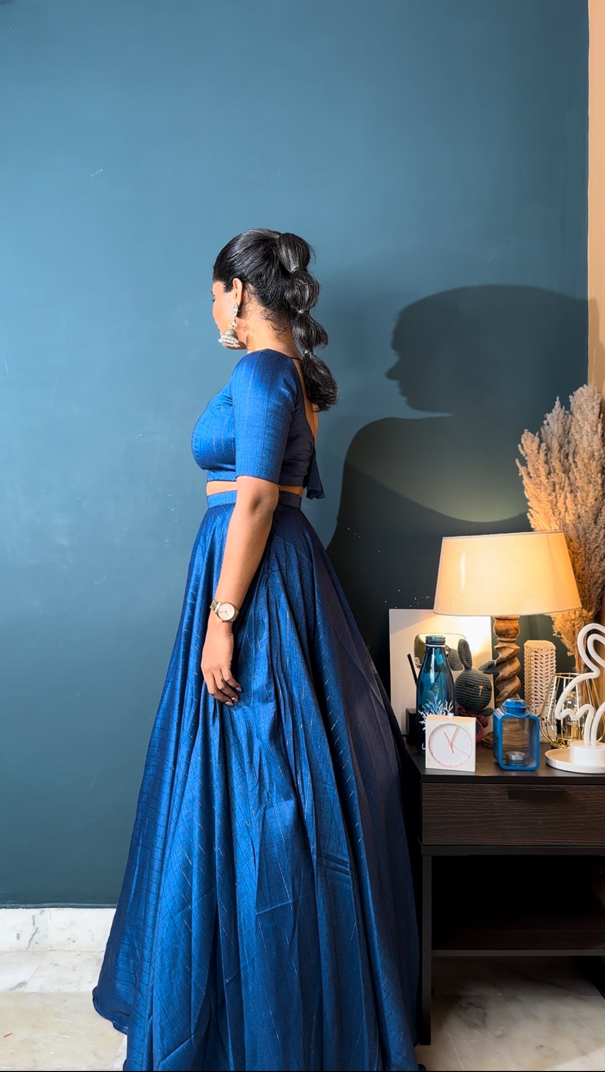 Blue Hibiscus 3 Piece Lehenga Set