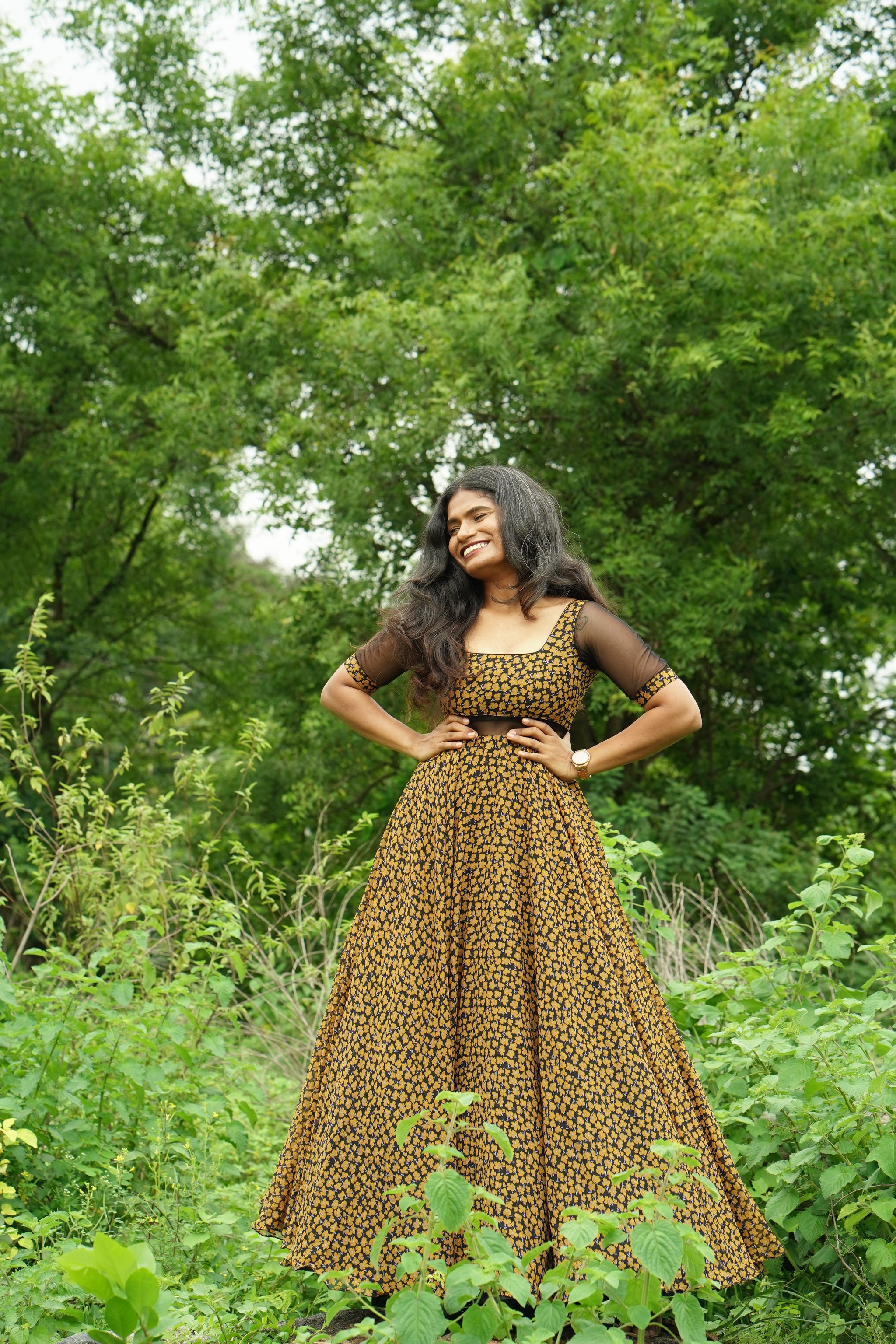 Sunflower Long Frock – Navya Dachepally