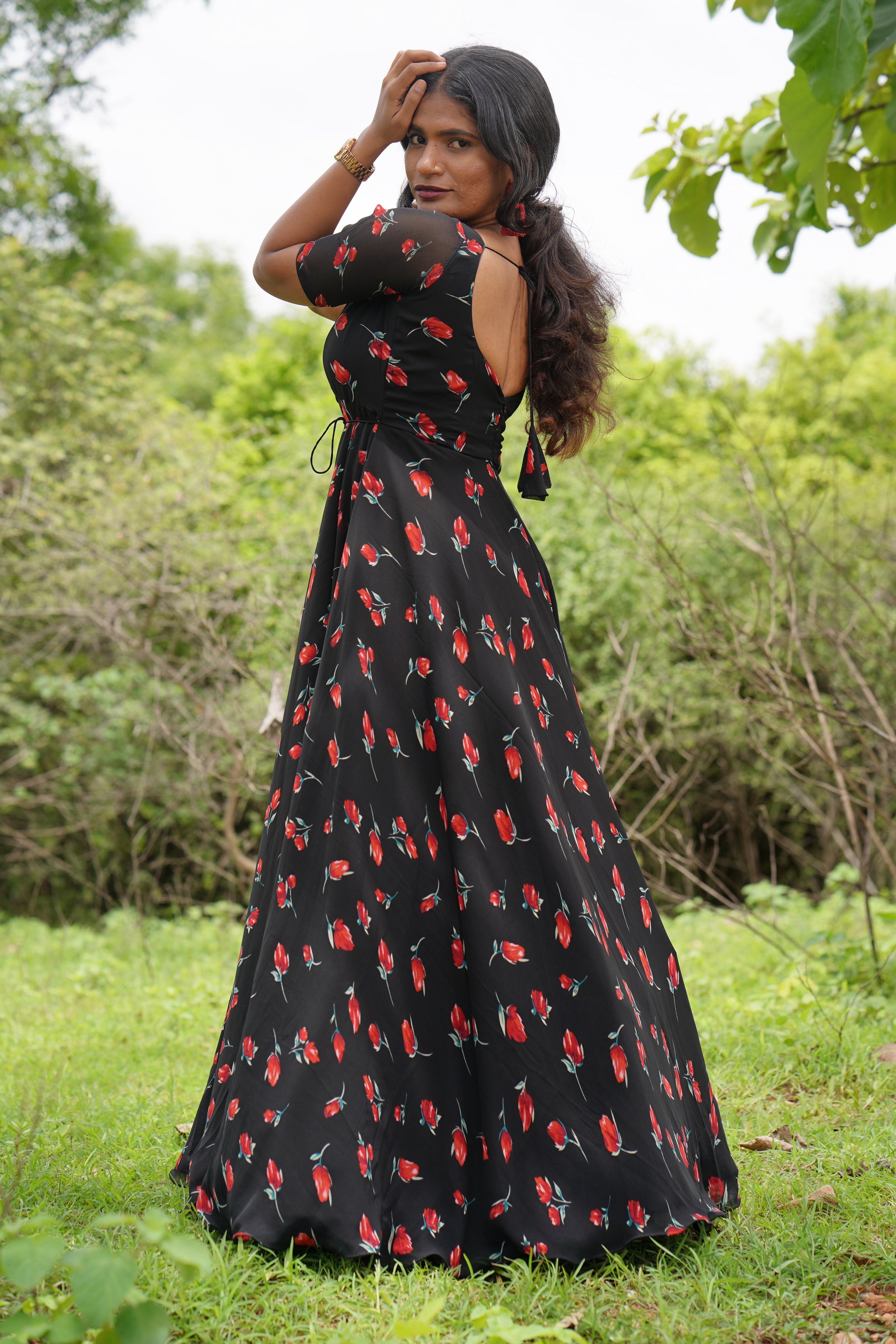 Red Roses Long frock