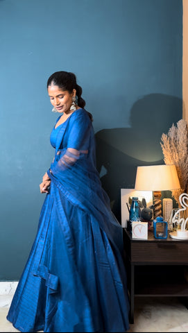 Blue Hibiscus 3 Piece Lehenga Set