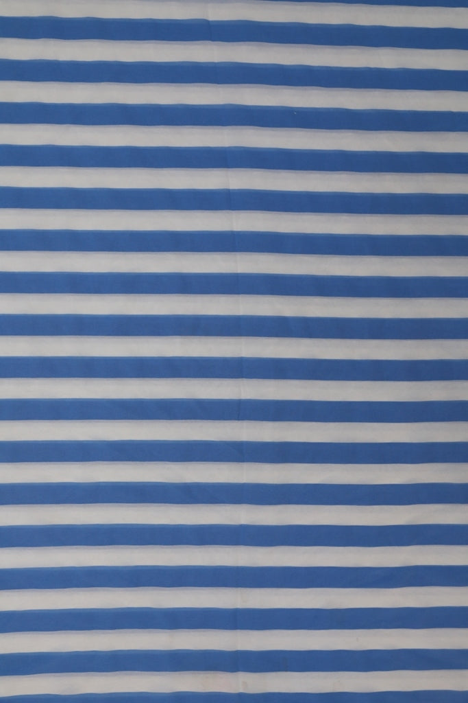 Blue & White Stripes Georgette Fabric