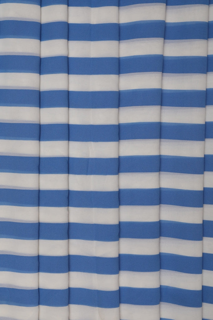 Blue & White Stripes Georgette Fabric