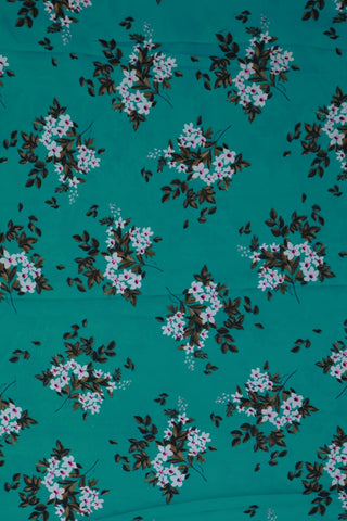 Green & Black Floral Crepe Fabric